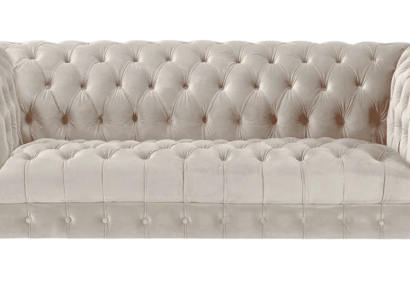 Chesterfield Beige Velvet Couch Luxury Upholstery Furniture Sofa with Buttons Three Seater